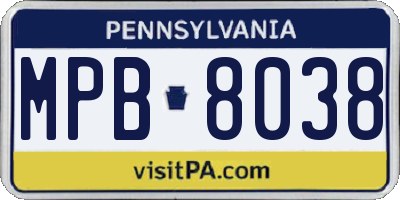 PA license plate MPB8038
