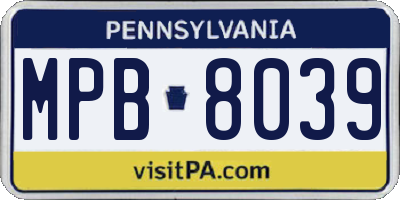 PA license plate MPB8039