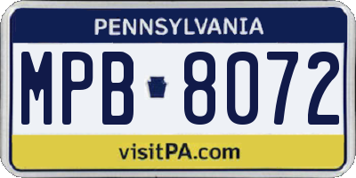 PA license plate MPB8072
