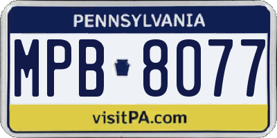 PA license plate MPB8077