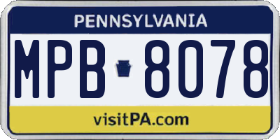 PA license plate MPB8078