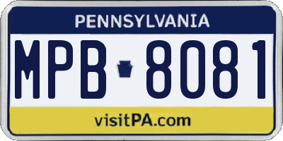 PA license plate MPB8081