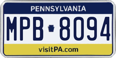 PA license plate MPB8094