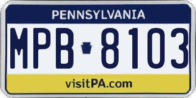PA license plate MPB8103