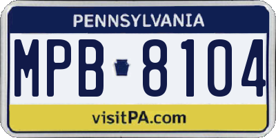 PA license plate MPB8104
