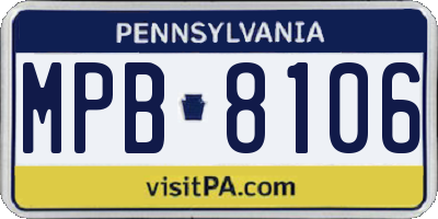 PA license plate MPB8106