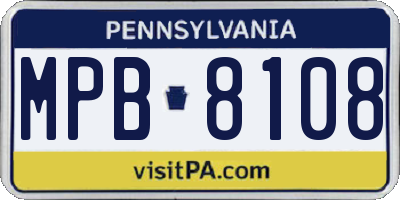PA license plate MPB8108