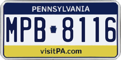 PA license plate MPB8116