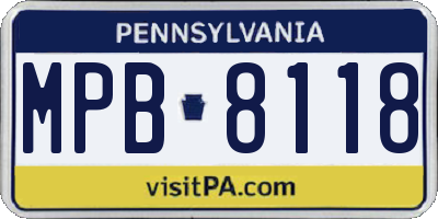 PA license plate MPB8118