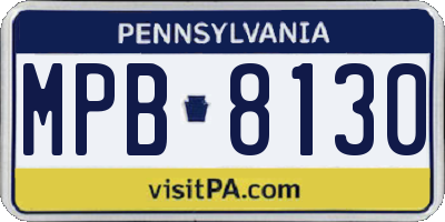 PA license plate MPB8130