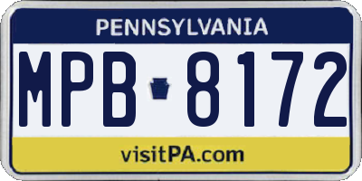PA license plate MPB8172