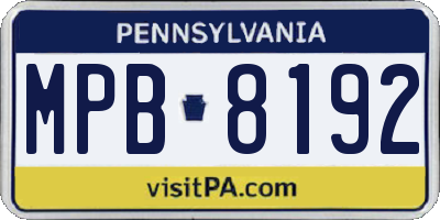 PA license plate MPB8192
