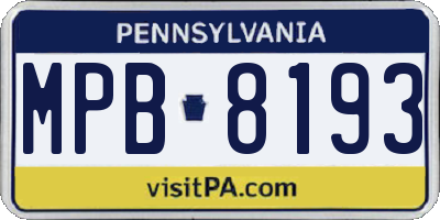 PA license plate MPB8193