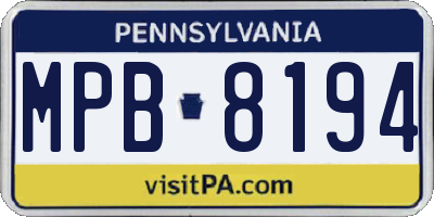 PA license plate MPB8194