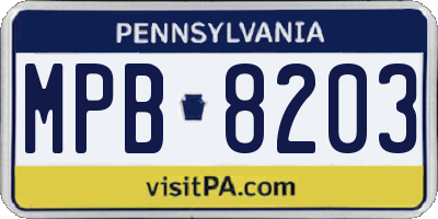 PA license plate MPB8203