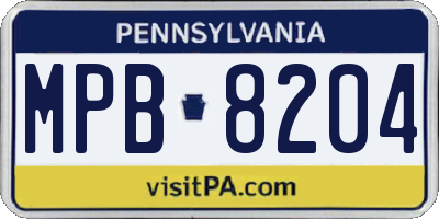 PA license plate MPB8204