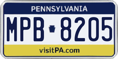 PA license plate MPB8205