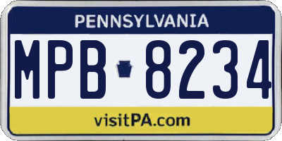 PA license plate MPB8234