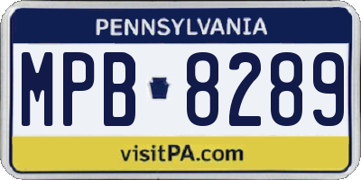 PA license plate MPB8289