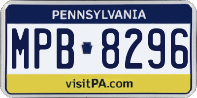 PA license plate MPB8296