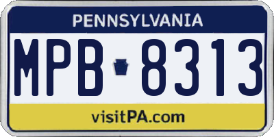 PA license plate MPB8313