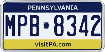 PA license plate MPB8342