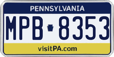 PA license plate MPB8353