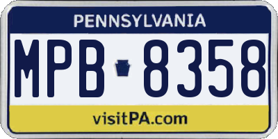 PA license plate MPB8358