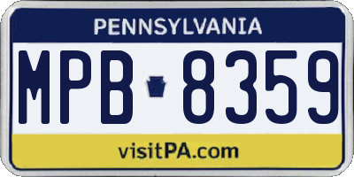 PA license plate MPB8359
