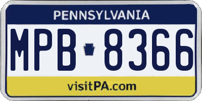 PA license plate MPB8366