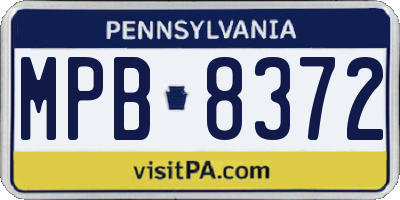 PA license plate MPB8372