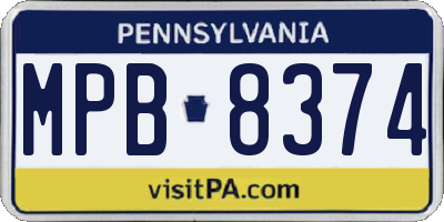 PA license plate MPB8374