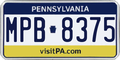 PA license plate MPB8375