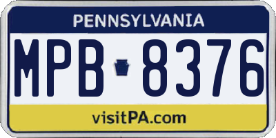 PA license plate MPB8376