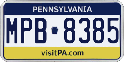 PA license plate MPB8385