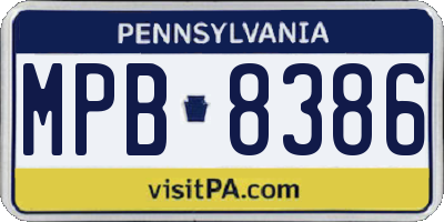 PA license plate MPB8386