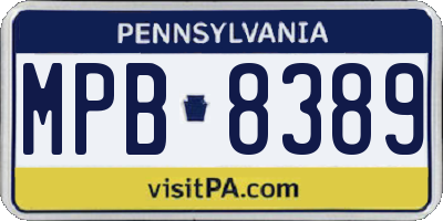 PA license plate MPB8389