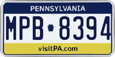 PA license plate MPB8394