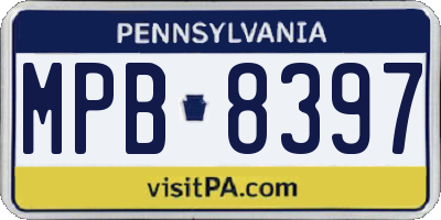 PA license plate MPB8397