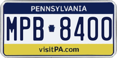PA license plate MPB8400