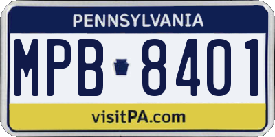 PA license plate MPB8401