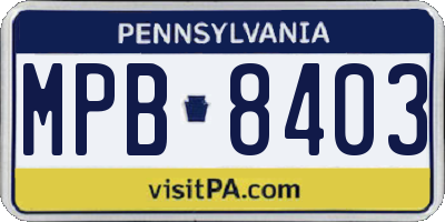 PA license plate MPB8403