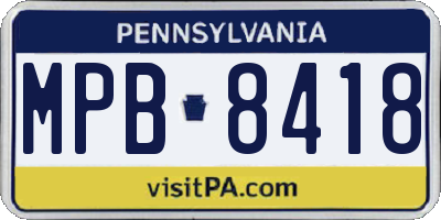 PA license plate MPB8418