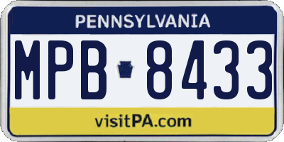 PA license plate MPB8433