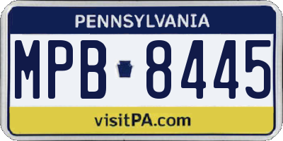 PA license plate MPB8445