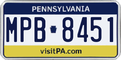 PA license plate MPB8451