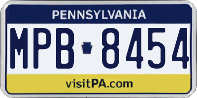 PA license plate MPB8454
