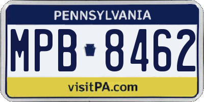 PA license plate MPB8462