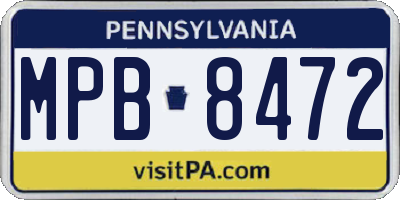 PA license plate MPB8472