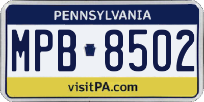 PA license plate MPB8502